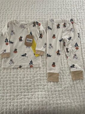 NWT Angel Dear Sports Puppy Dog Print Long Sleeve Pajama Set Size 18-24M